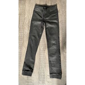 Kendall + Kylie The Jogger Coated Black Jeans Size XS Gathered‎ Bottom.